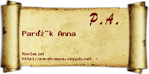 Parák Anna névjegykártya